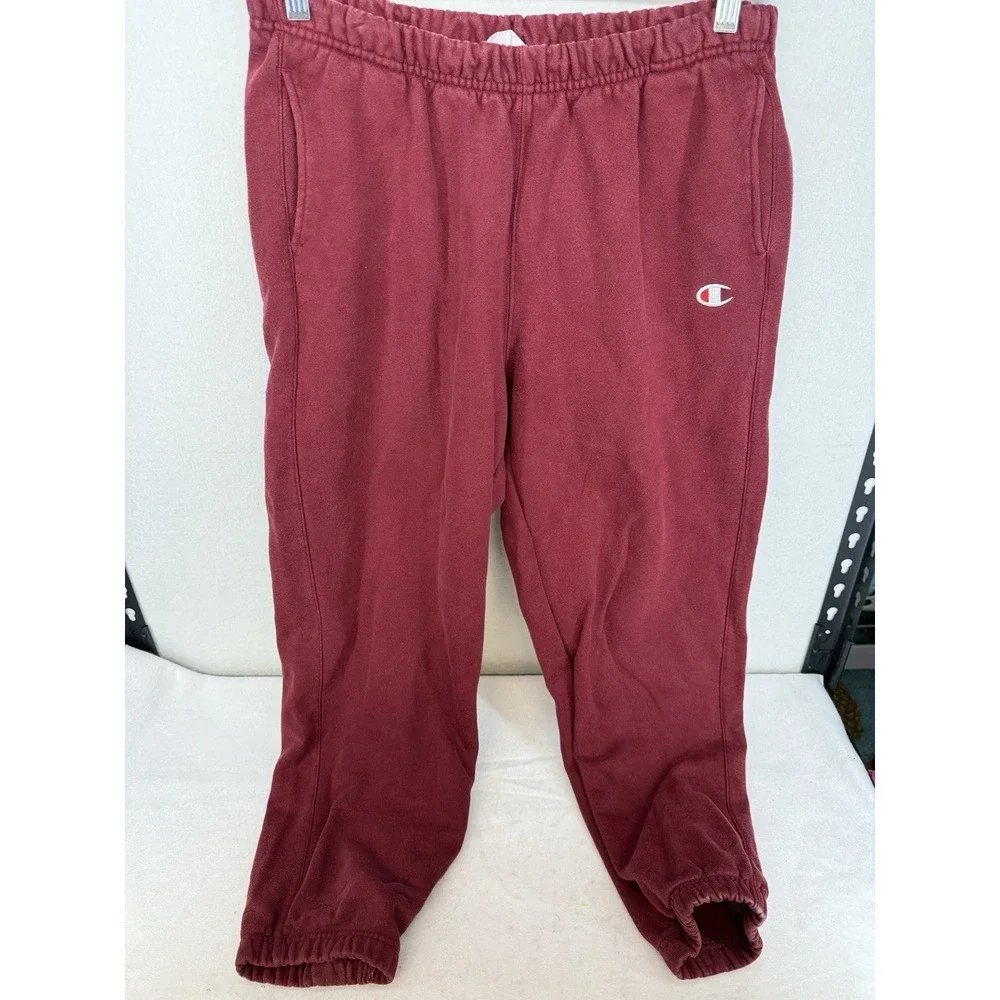 Vintage 90s Champion‎ Red Reverse Weave Joggers Size Large
